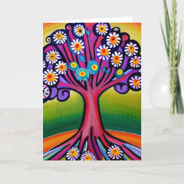 Tarjeta Colorido Estilo Arte Folclórico Árbol Whimsical | 