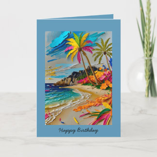 Tarjeta Colorido Feliz cumpleaños personalizable tropical