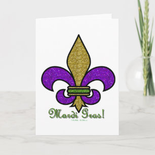 Tarjeta Colorido Mardi Gras Fleur De Lis
