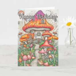 Tarjeta Colorido Psychedelic Mushroom Forest Art