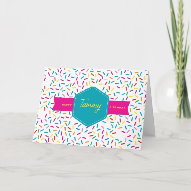Tarjeta Colorido Rainbow Sprinkles fiesta de cumpleaños (Anverso)