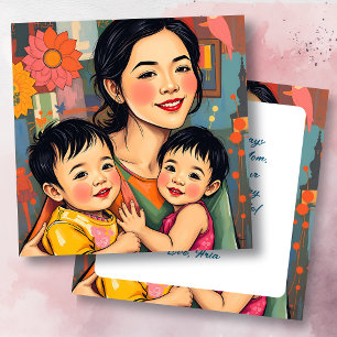 Tarjeta Colorido Resumen Gracias Mamá   Día de la madre