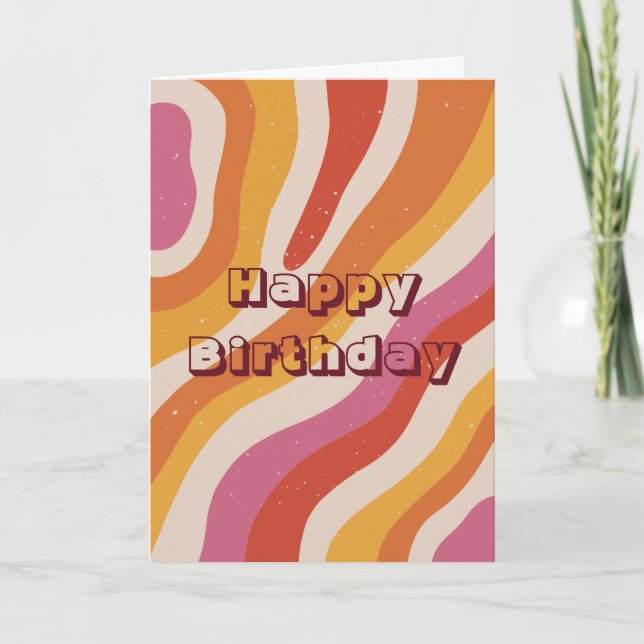 Tarjeta Colorido retro, Feliz Cumpleaños (Anverso)