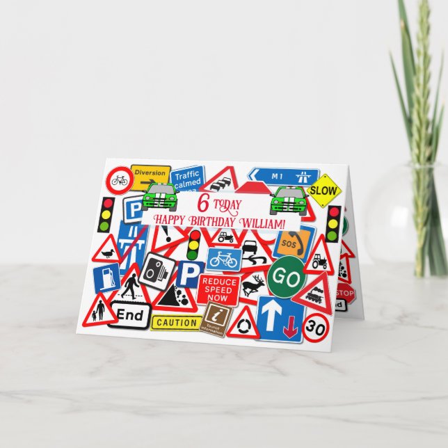 Tarjeta Colorido Rótulo de carreteras colecta cumpleaños d (Anverso)
