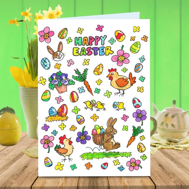 Tarjeta Colorido saludo feliz de Pascua (Subido por el creador)
