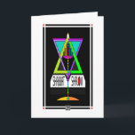 Tarjeta Colorido Shabbat Shalom Menorah En Magen David<br><div class="desc">Para deleitar a los destinatarios,  envíe esta menorah alta y muy iluminada en un multitonificado Magen David,  que está declarando artísticamente Shabbat Shalom de una manera nueva y única!  ~ karyn</div>