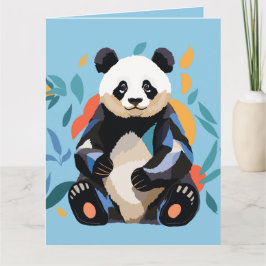 Tarjeta Colorido Sitting Panda Bear Nombre Personalizado A