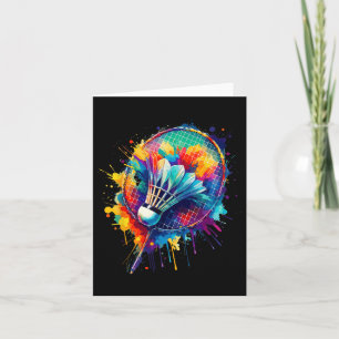 Tarjeta Colorido Splash Art Badminton Player Shuttle Badmi