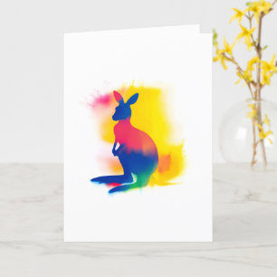 Tarjeta Colorido Spray Paint Kangaroo Silhouette