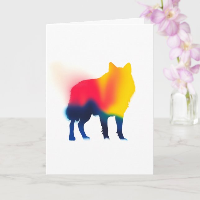 Tarjeta Colorido spray Paint Wolf Silhouette (Orquídea)