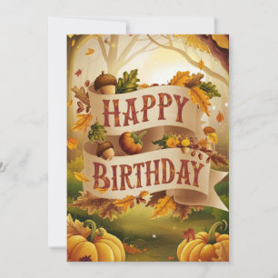 Tarjeta Colorido Woodland Otoño Fall Feliz cumpleaños