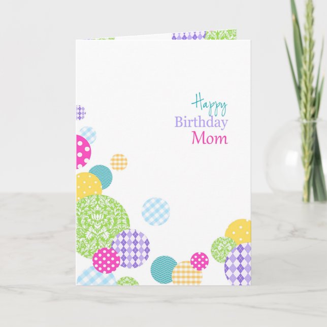 Tarjeta Coloridos círculos estampados Feliz cumpleaños mam (Anverso)