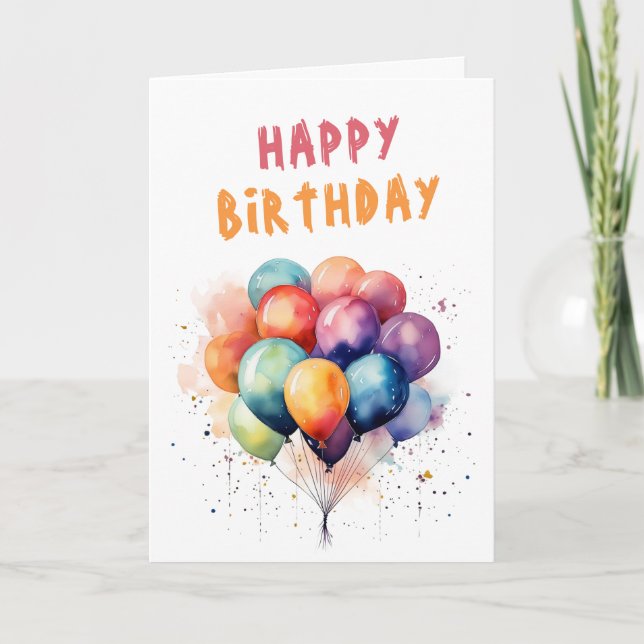 Tarjeta Coloridos globos niños felices cumpleaños (Anverso)