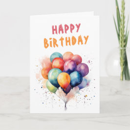 Tarjeta Coloridos globos niños felices cumpleaños