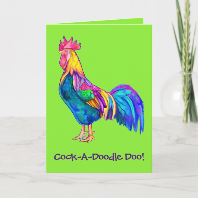 Tarjeta Colorous Happy Birthday Rooster (Anverso)