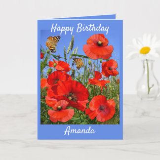 Tarjeta Colorous Poppy Field Personalizado texto Cumpleaño