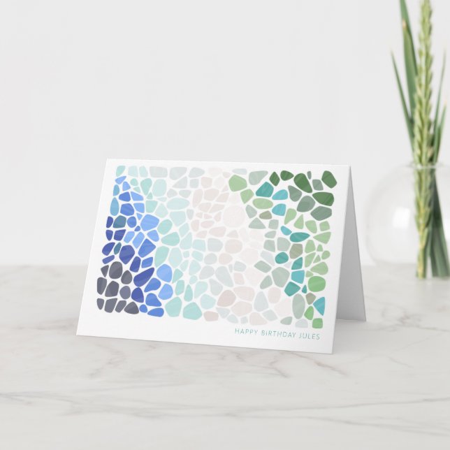 Tarjeta Colorous Sea Glass Happy Birday Card (Anverso)