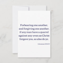 Tarjeta Colossian 3:13 KJV Biblia Verse Flat Greeting