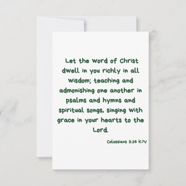 Tarjeta Colossian 3:16 KJV Biblia Verse Flat Greeting (Anverso)