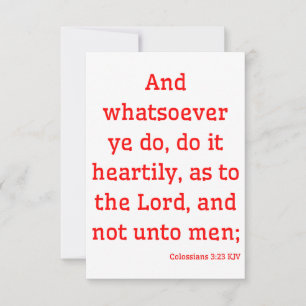Tarjeta Colossian 3:23 KJV Biblia Verse Greeting