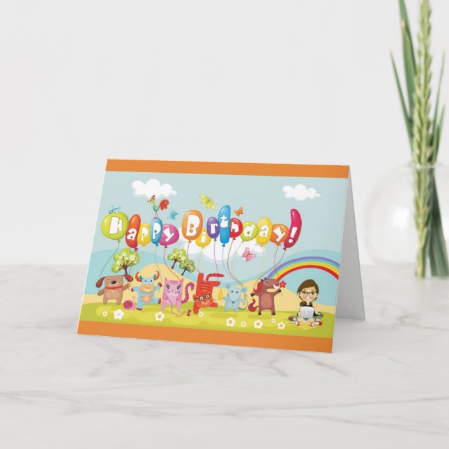 Tarjeta Colourful Kids Birthday Card (Anverso)