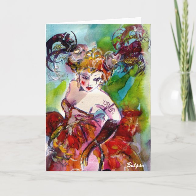 Tarjeta COLUMBINA / Pelota veneciana de baile de máscaras (Anverso)