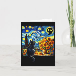 Tarjeta Coma de gato negro de Halloween La Starry Night Ar
