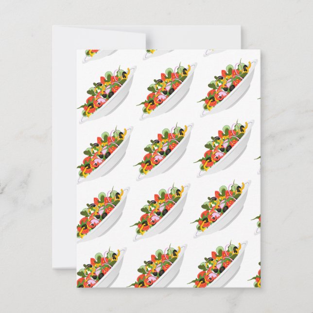 Tarjeta Coma más plantas con letras de motivación de ensal (Anverso)