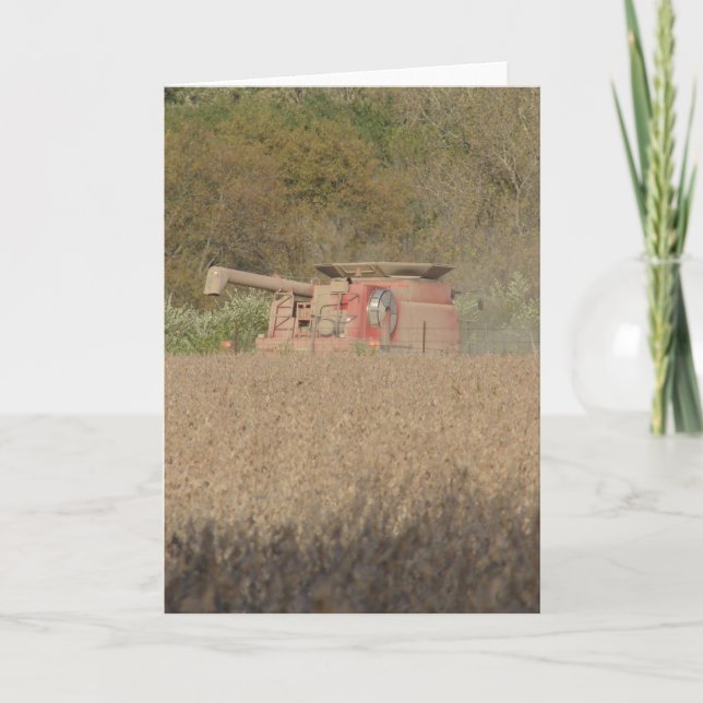 Tarjeta Combina tiempo de cosecha en campo de soja (Anverso)