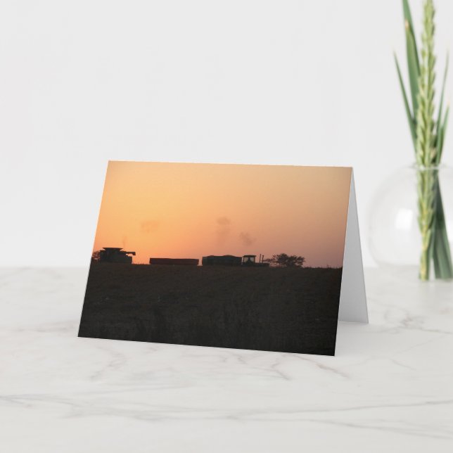 Tarjeta Combinación de atardecer y tractor (Anverso)