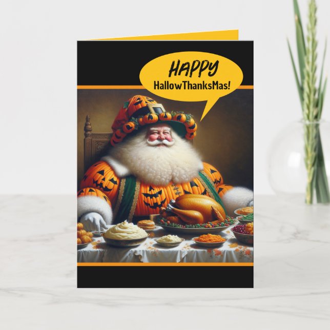 Tarjeta Combo divertido Halloween, Acción de Gracias y Nav (Anverso)