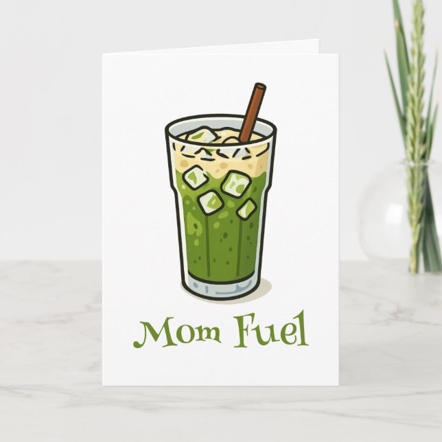 Tarjeta Combustible de Mamá Latte Matcha Divertido Cumplea (Anverso)