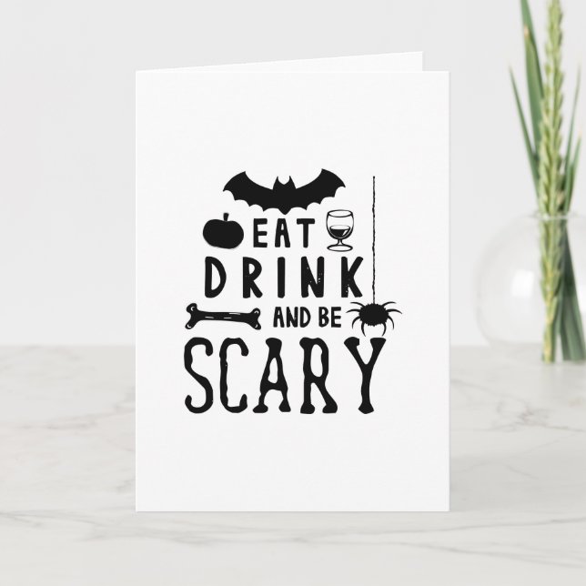 Tarjeta come bebida y da miedo la halloween (Anverso)