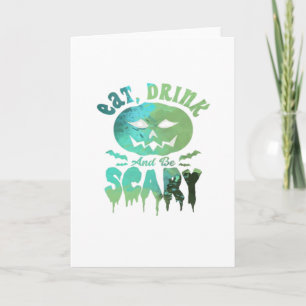 Tarjeta Come Bebida Y Da Miedo La Luz De Halloween