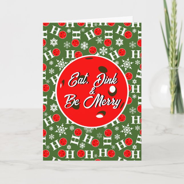 Tarjeta Come Dink & Alégrate Rojo Verde Ho Ho Ho Picklebal (Anverso)