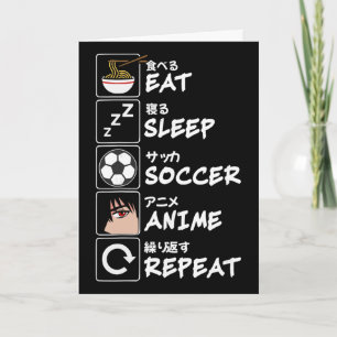 Tarjeta Come Dormir Fútbol Anime Repetir Japonés Divertido
