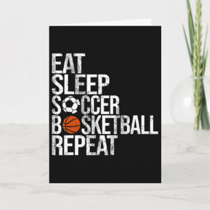 Tarjeta Come Dormir Fútbol Baloncesto Repetir Divertido De