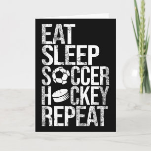 Tarjeta Come Dormir Fútbol Hockey Repetir Divertido Juego