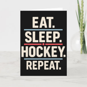 Tarjeta Come Dormir Hockey Repite Divertido Jugador Fan Ci