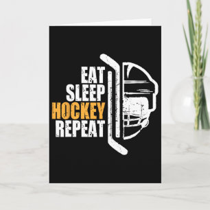 Tarjeta Come Hockey Duerme Navidad Repetir Para Adolescent