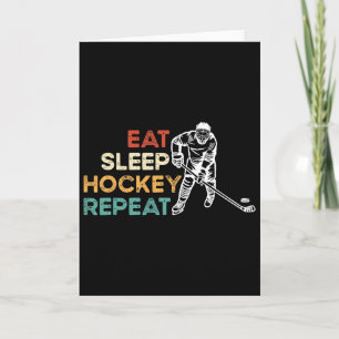 Tarjeta Come Hockey Duerme Repite Aficionado Hockey Juveni