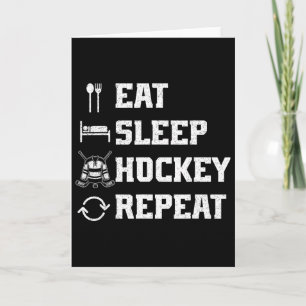 Tarjeta Come Hockey Duerme Repite Jugador de Hockey sobre