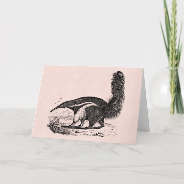 Tarjeta Comedor retro de la hormiga del rosa del Aardvark (Anverso)
