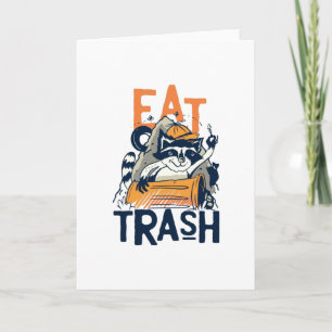 Tarjeta Comer basura en la basura Graciosa Raccoon Regalo 