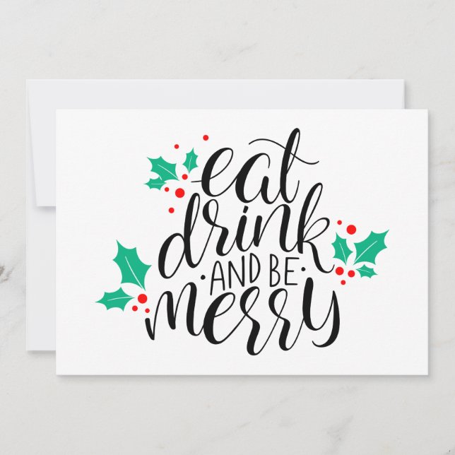 Tarjeta Comer bebida y ser merry Design (Anverso)