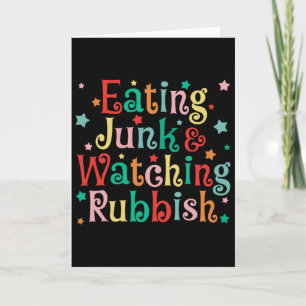Tarjeta Comer comida basura de Navidad y ver diversión nav