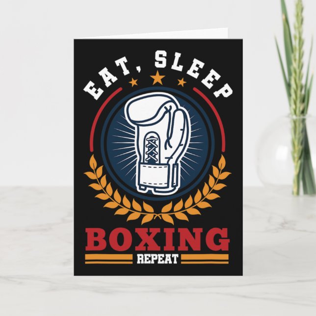 Tarjeta Comer Dormir Boxeo Repetir Mma Kickboxing Boxeador (Anverso)