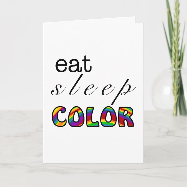 Tarjeta Comer Dormir Color Diseño Arcoíris (Anverso)