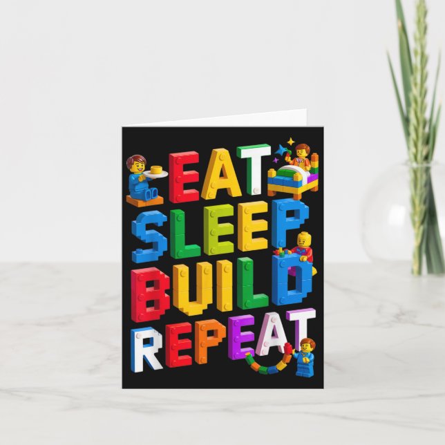 Tarjeta Comer Dormir Construir Repetir Maestro Constructor (Anverso)