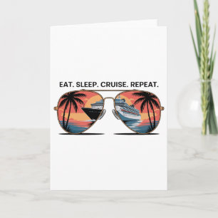 Tarjeta Comer Dormir Crucero Repetir Vacaciones Barco Océa